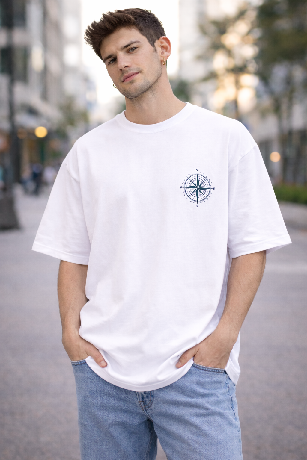 Wanderlust Oversized White T-Shirt