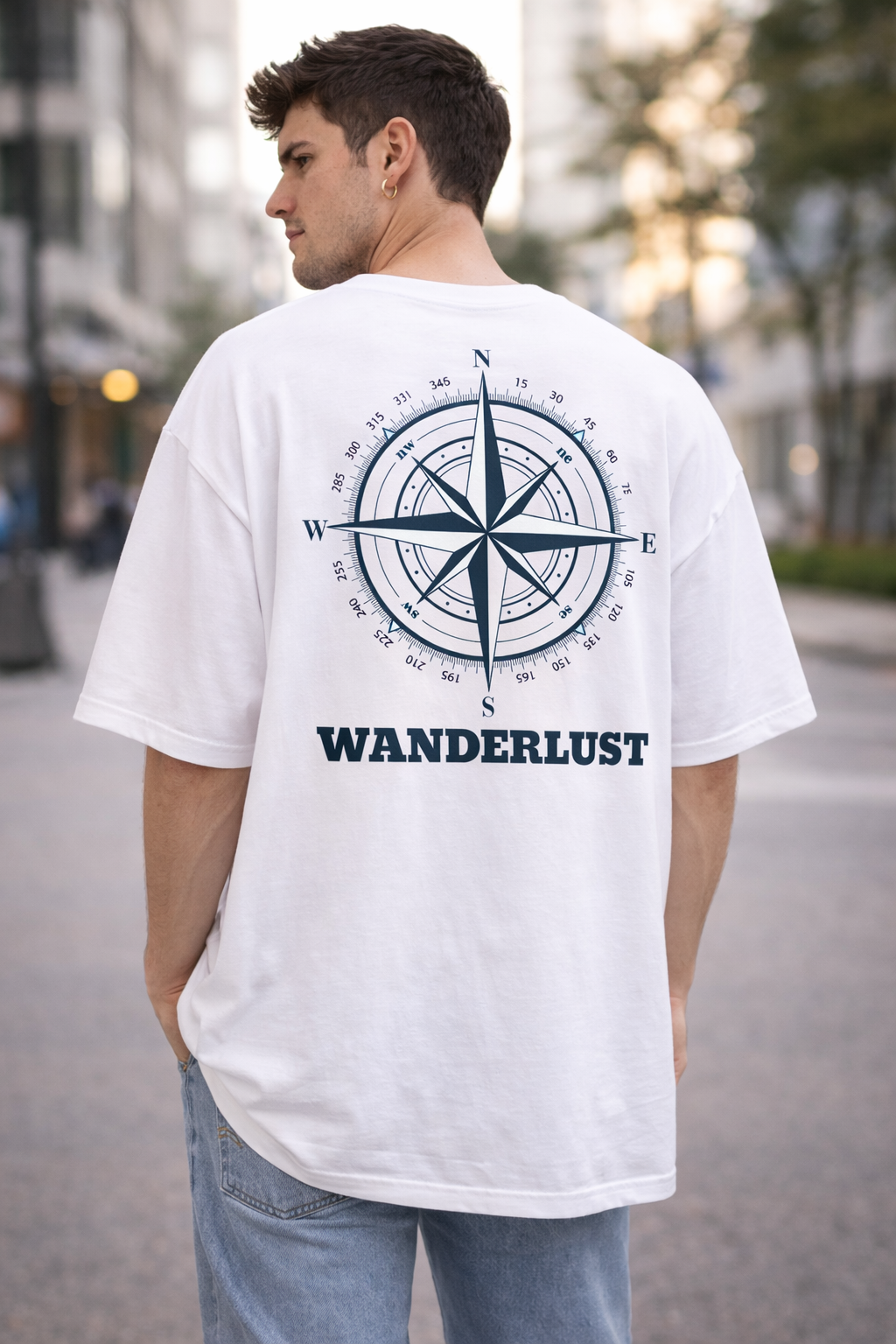 Wanderlust Oversized White T-Shirt