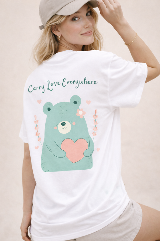 Bear Hug Trend Oversized White T-Shirt