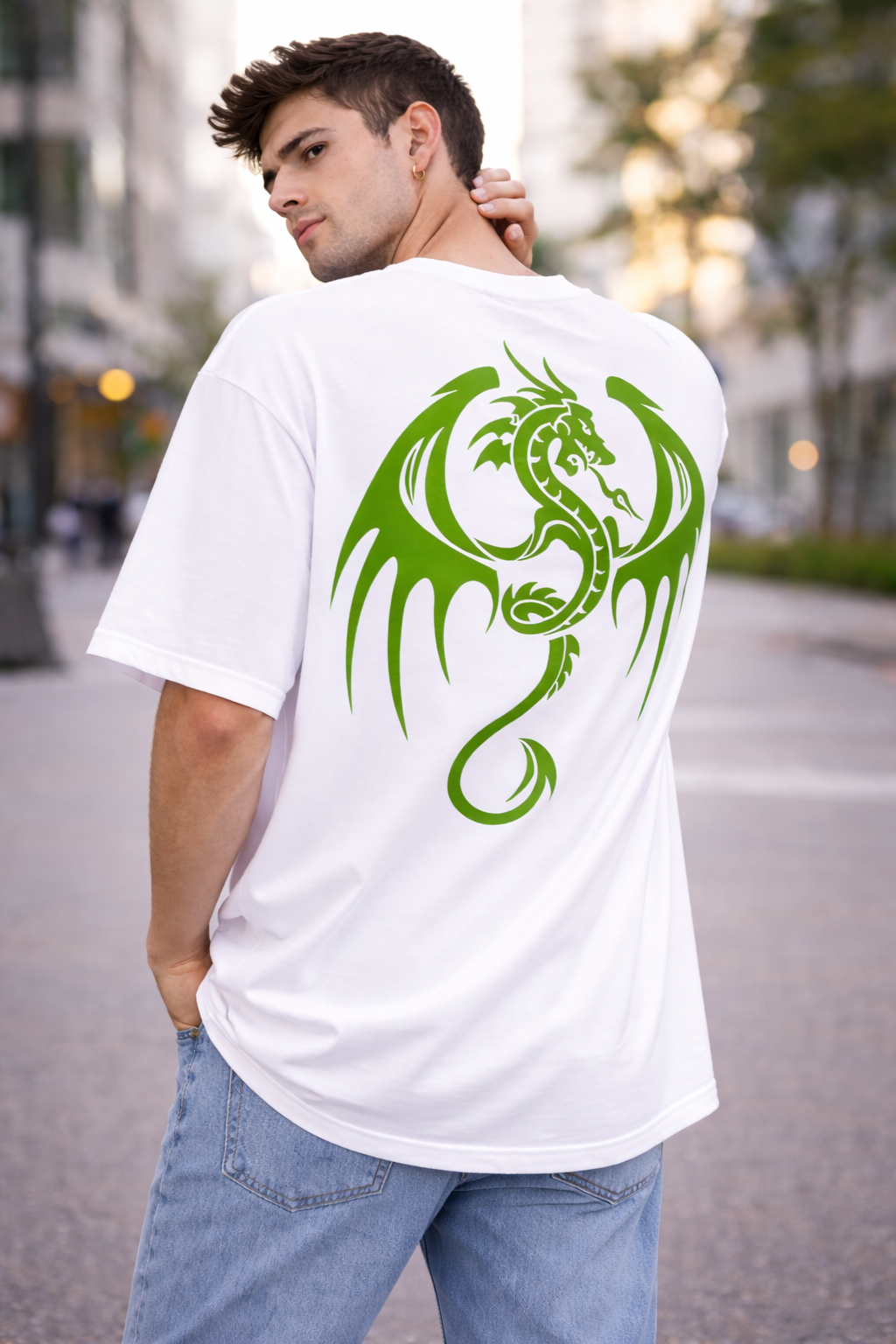 Dragon Oversized White T-Shirt