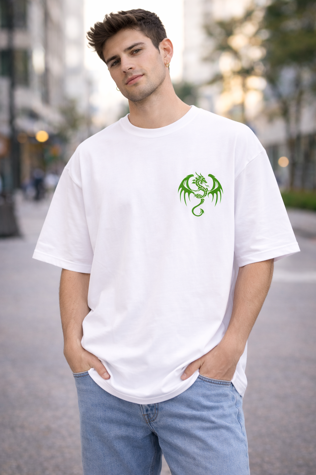 Dragon Oversized White T-Shirt