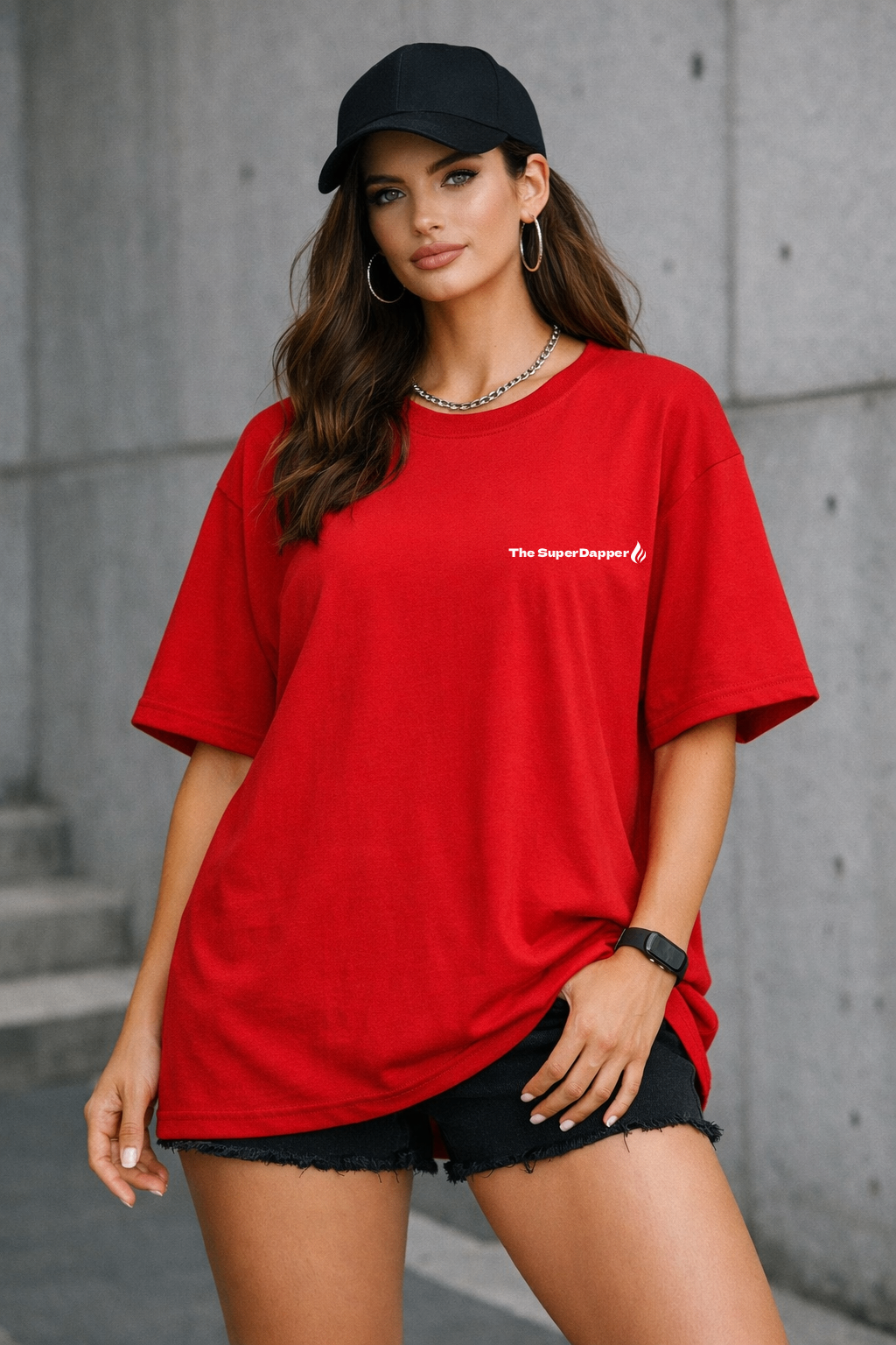 Stay Delulu – Oversized Red T-Shirt