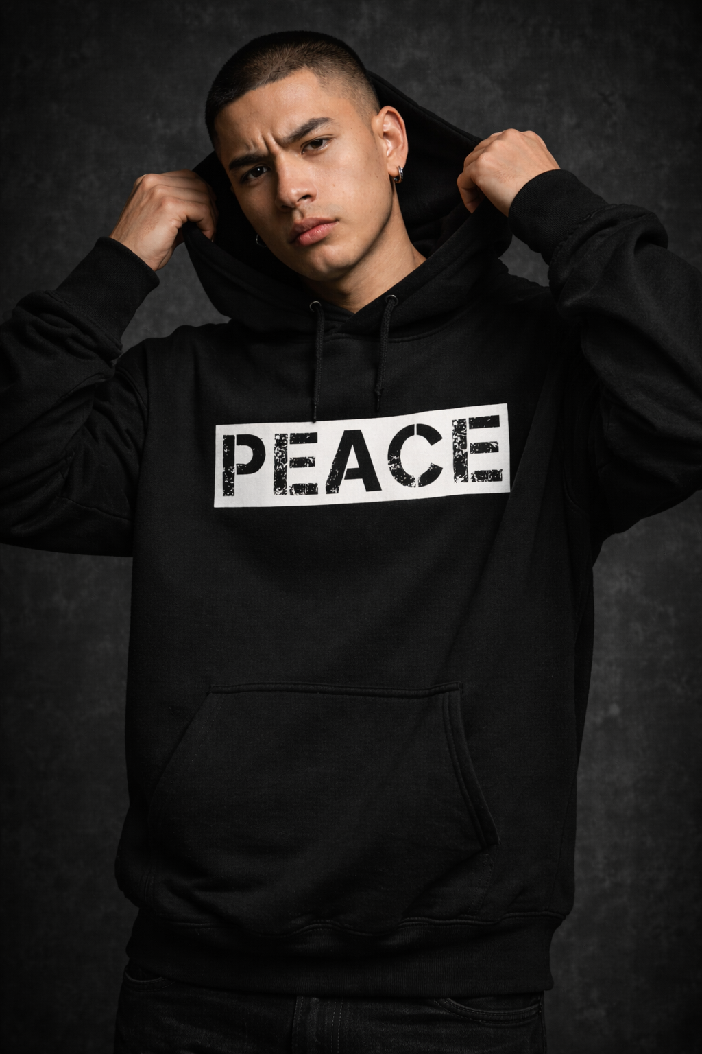 Urbane Fabulous Black PEACE Hoodie