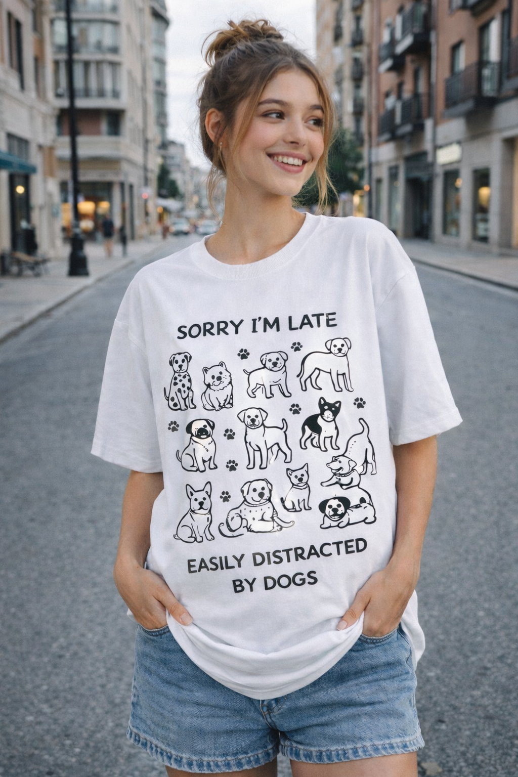 Dog Love Oversized White T-Shirt