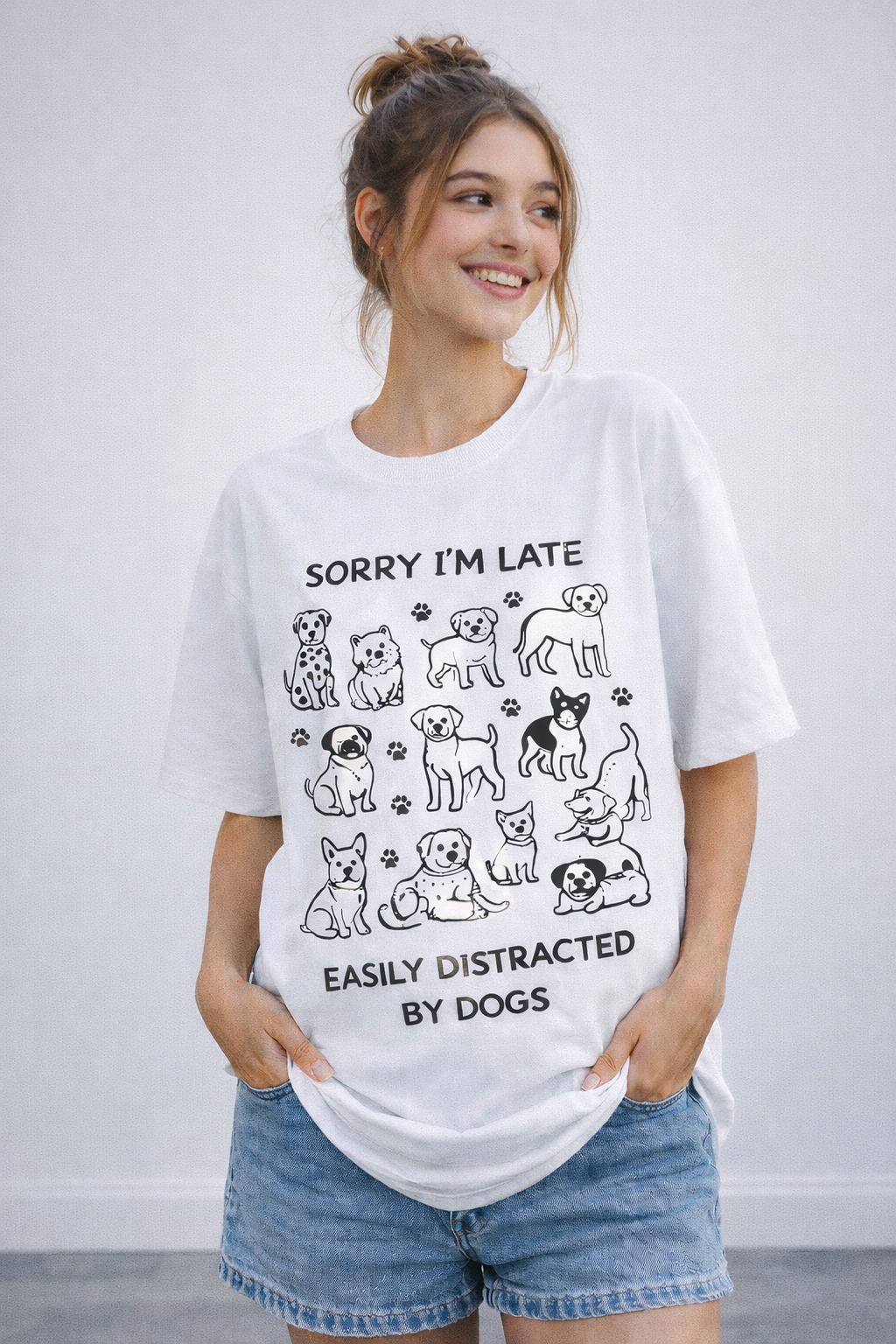 Dog Love Oversized White T-Shirt