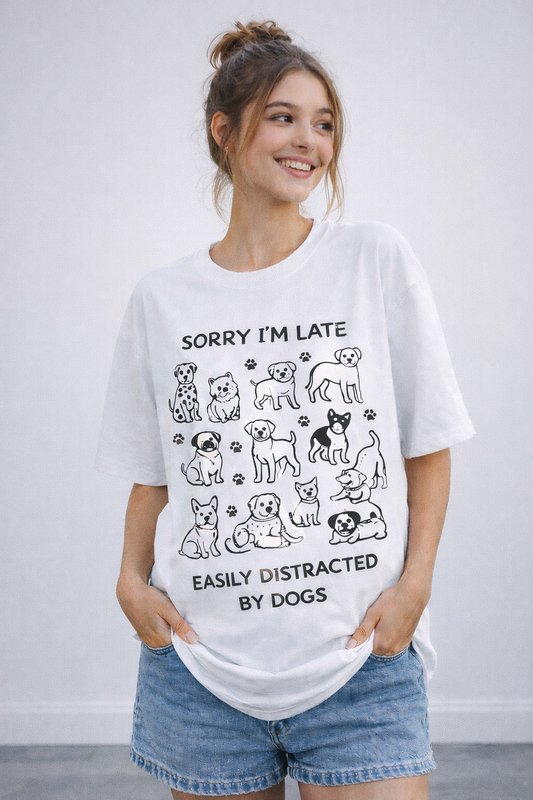 Dog Love Oversized White T-Shirt