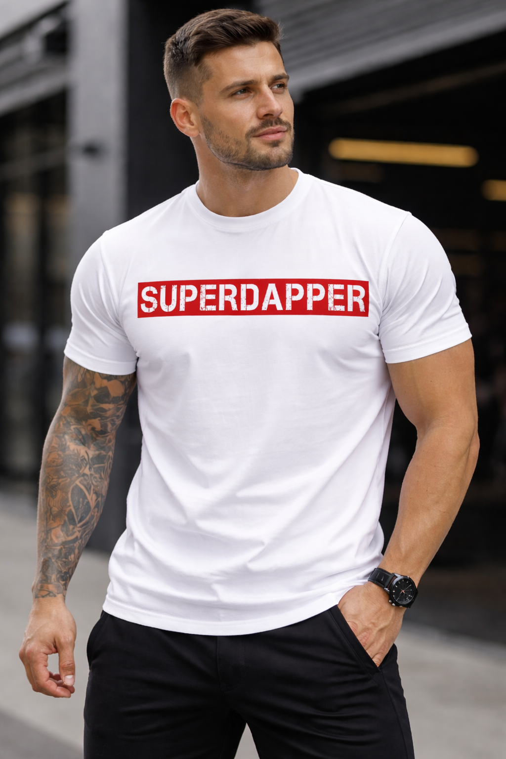 White T-shirt with SUPERDAPPER Print