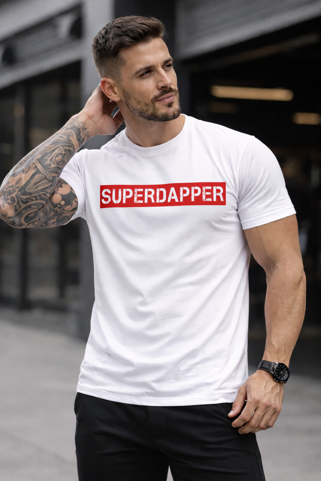 White T-shirt with SUPERDAPPER Print