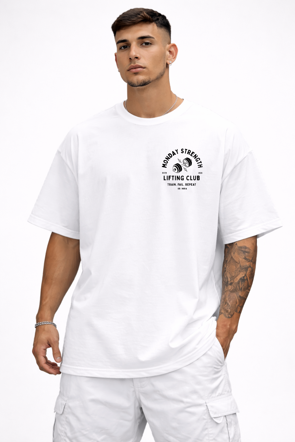 Monday Strength – Oversized White T-Shirt